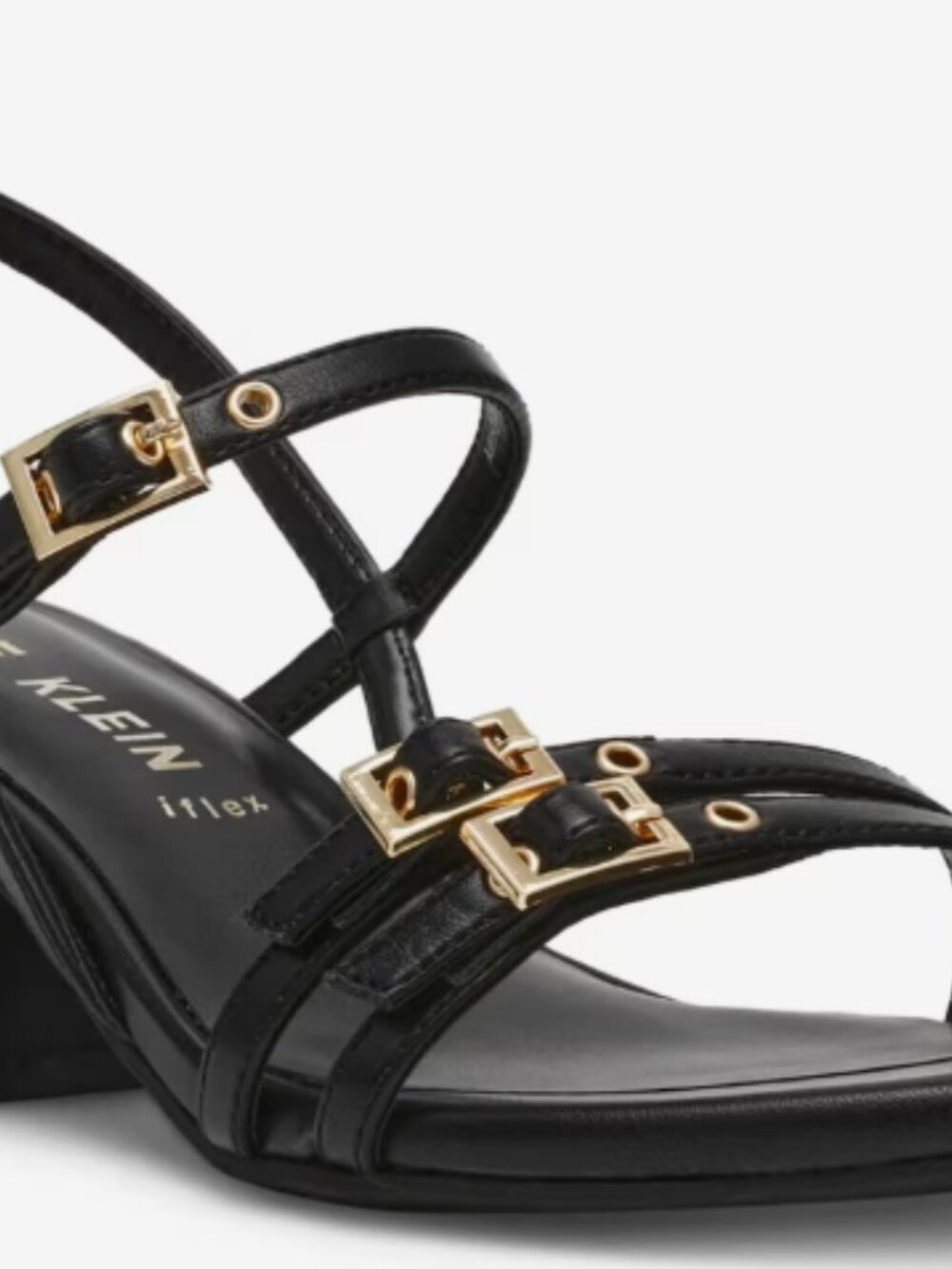 Anne Klein Mackenzie Sandal Black Strappy Buckles
